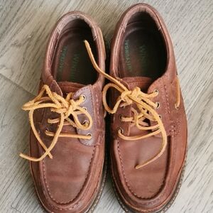 Mens Wind River Brown Rugged Leather Boat  Deck Shoes / Suede Laces Size 8